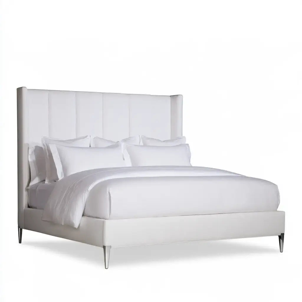 Cama con cabecero de paneles acolchados - gris