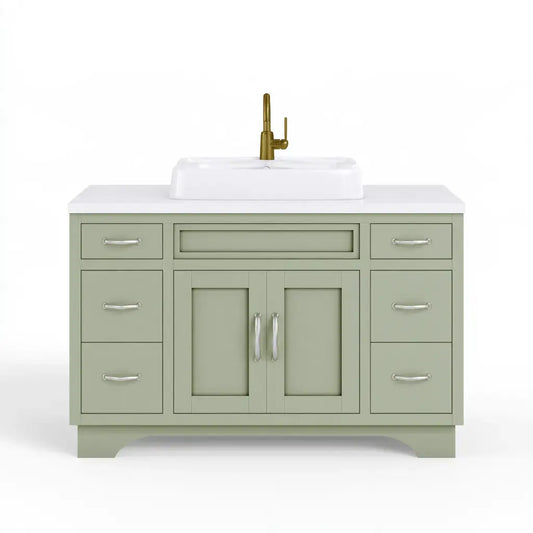 Mueble de baño con cajones laterales y puertas centrales - verde/blanco