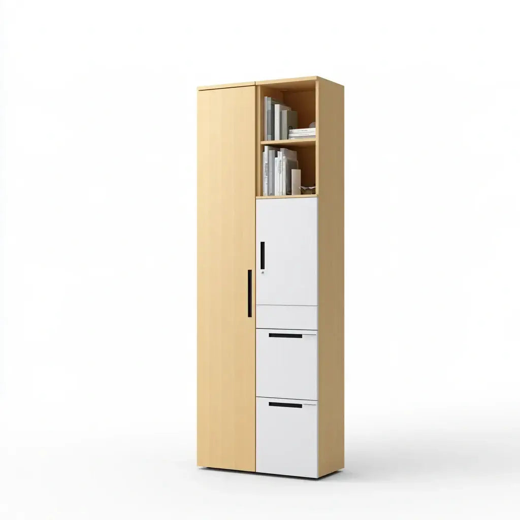 Armario estrecho con hueco superior - beige/blanco