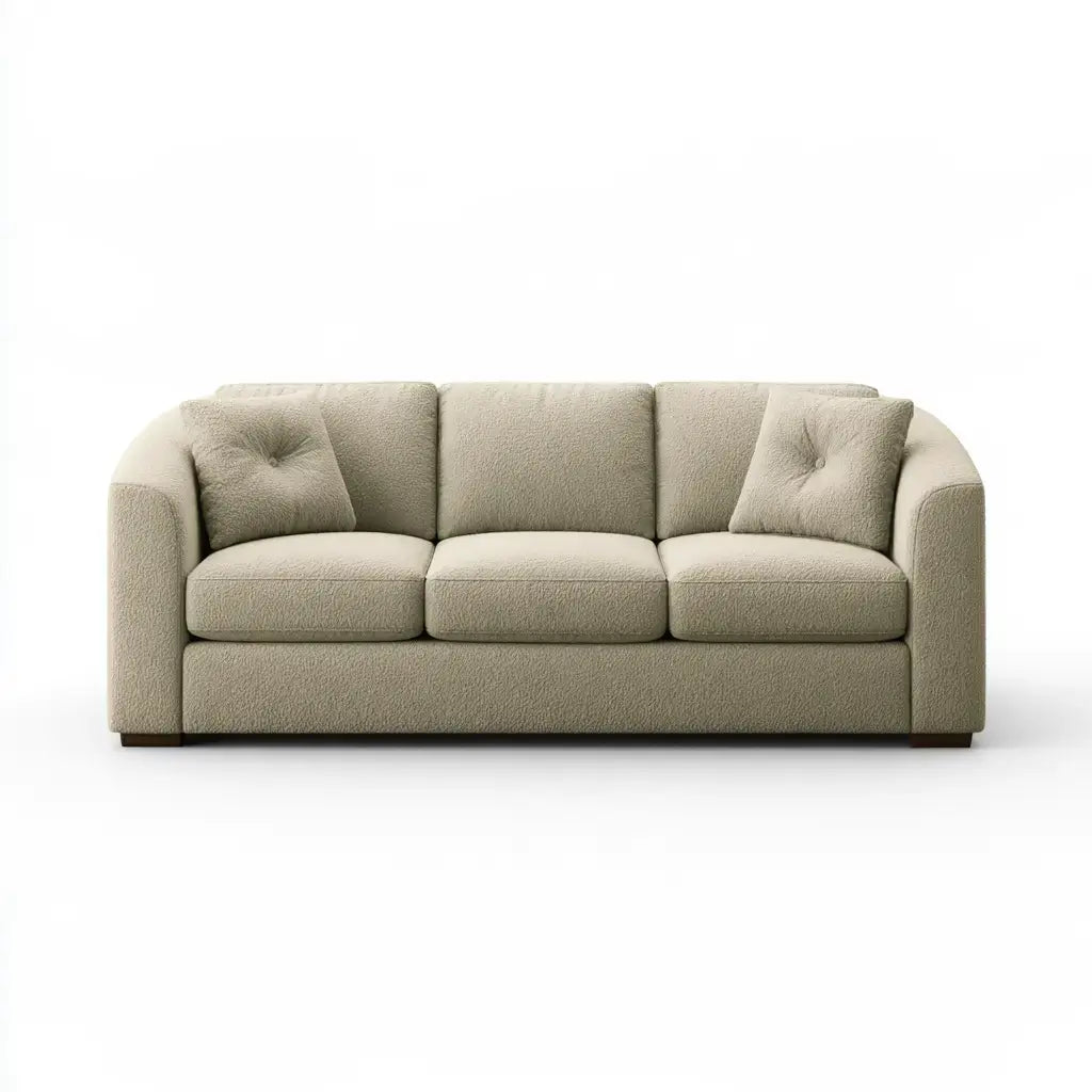 Sofá con respaldo de botones y brazos curvos - verde