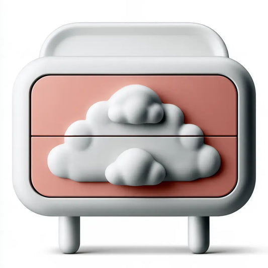 Mesita de noche con cajones con tiradores de nube - rosa/gris